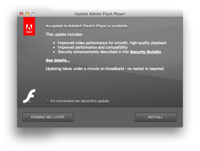 Adobe flash update for mac os